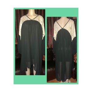 Black and Cream High Low SheerDress